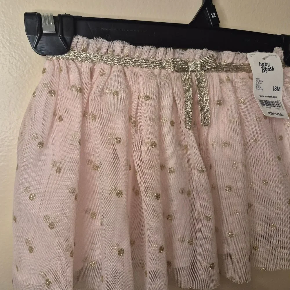 OshKosh B'gosh Light Pink Tulle Skirt with Gold Dots
